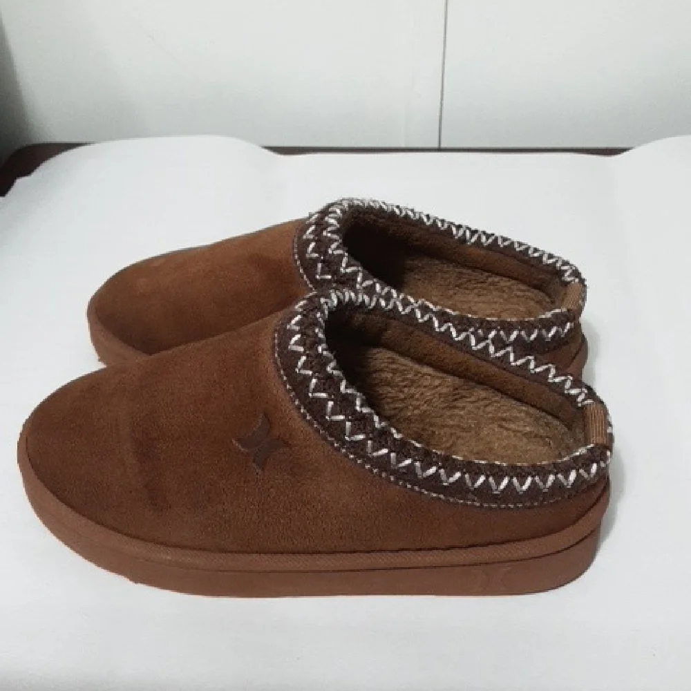 HULEY Modi Brown Faux‎ Fur Fleece Slip-On Slippers